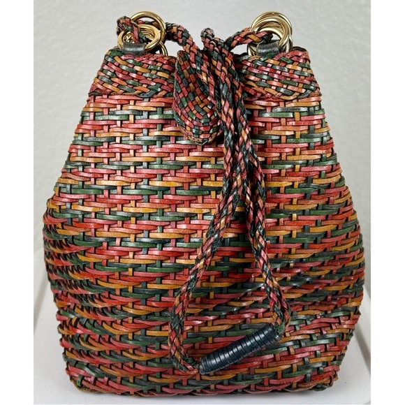 CEM 1990's vintage woven natural leather crossbody/shoulder bucket bag - Picture 1 of 16
